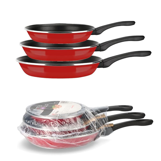 Tarttumaton paistinpannusetti induktiolle, 3 kpl 20-28 cm, PFOA-vapaa, punainen - Fagor