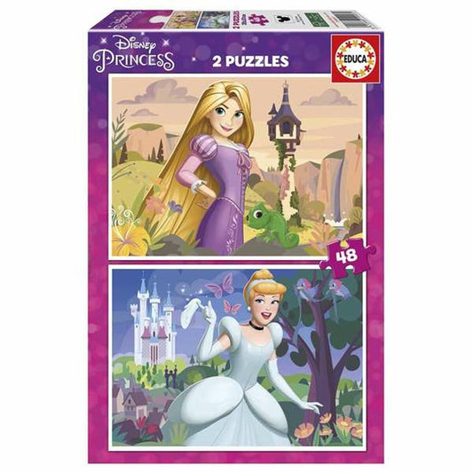 Palapeli 48 palaa 2-palapelin setti, prinsessa Cinderella & Rapunzel, Disney