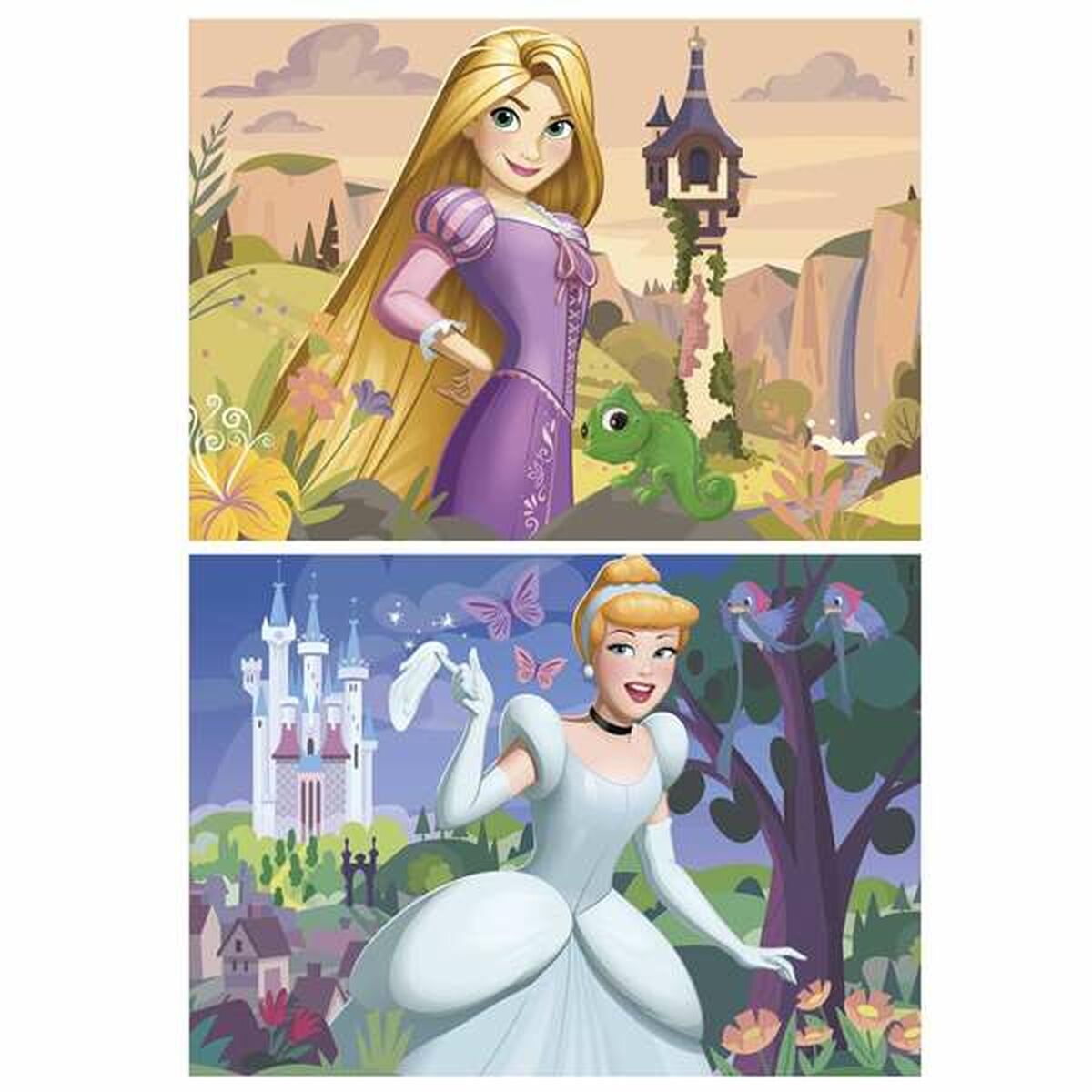 Palapeli 48 palaa 2-palapelin setti, prinsessa Cinderella & Rapunzel, Disney