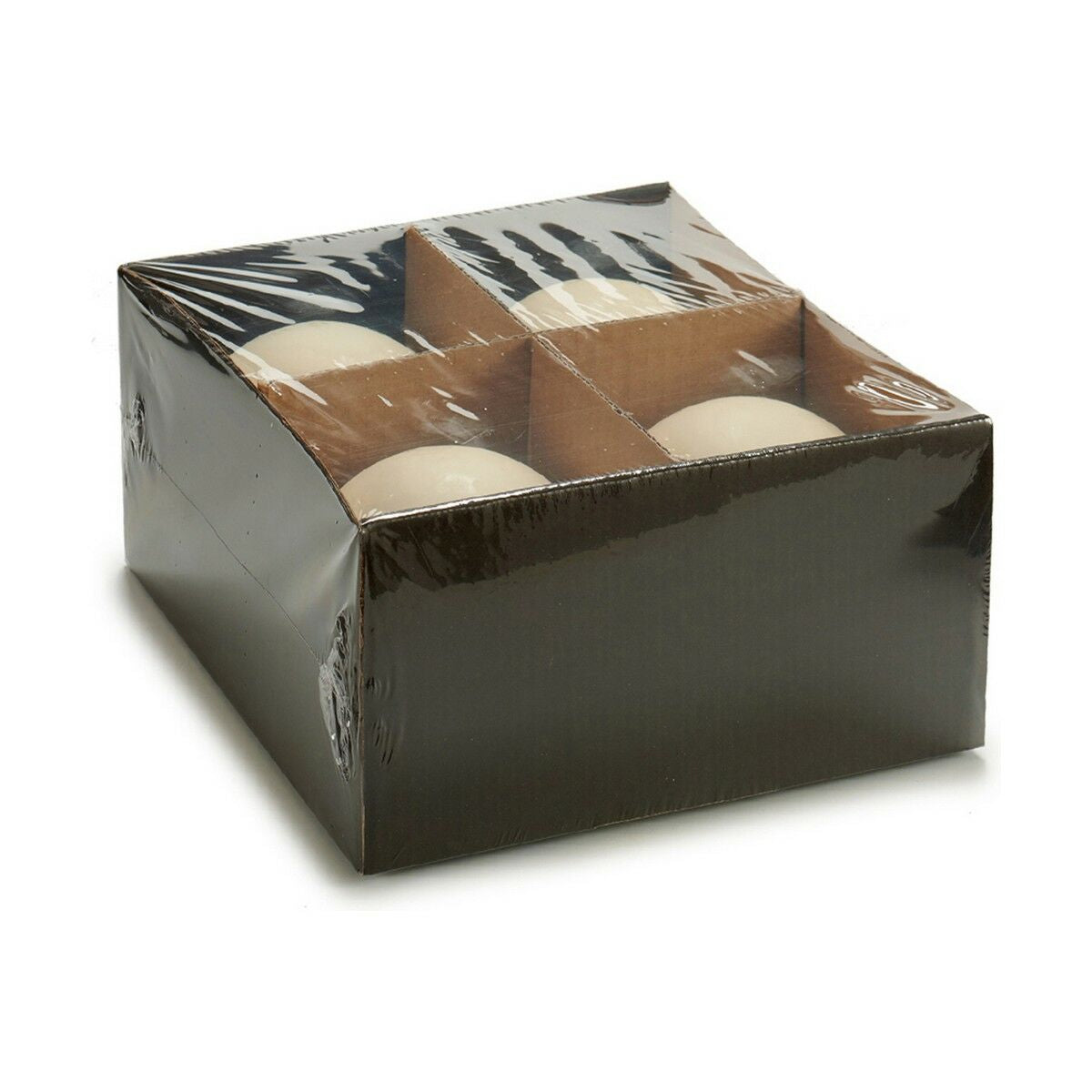 Pallokynttilä kerma 10 x 10 x 10 cm, 4 kpl, vahakynttilä sisustukseen koristeeksi