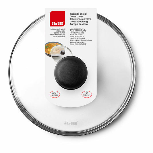 Pannun kansi Ø 26 cm, lasikansi ruostumaton teräsreunus, sopii paistinpannuihin