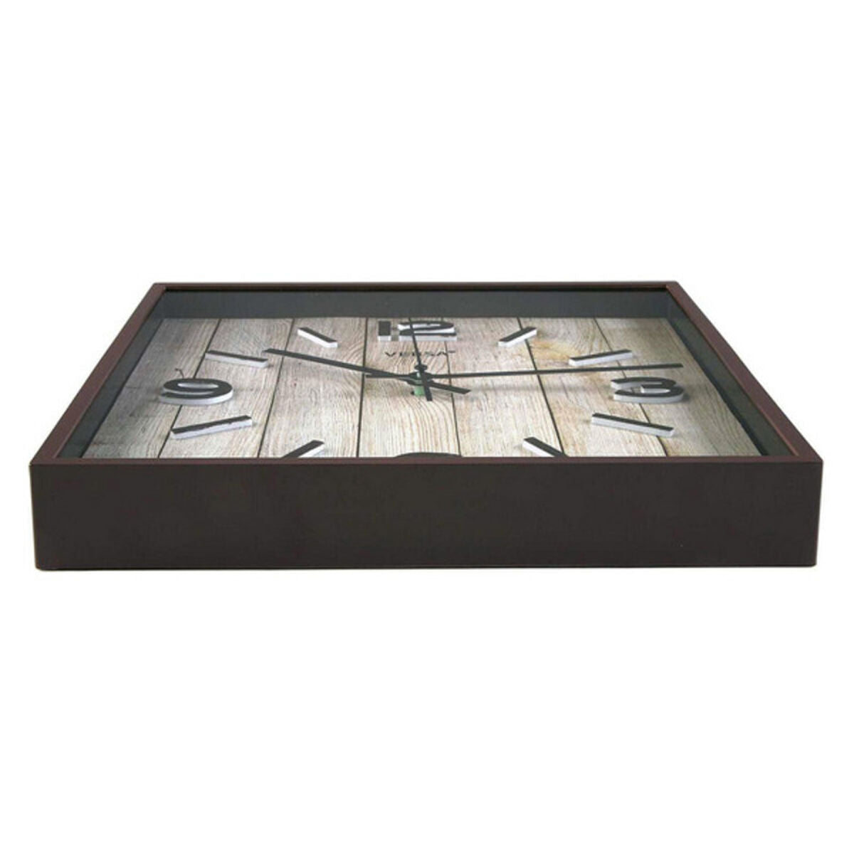 Seinäkello 28 cm, paristokäyttöinen skandinaavinen ruskea muovi, pyöreä