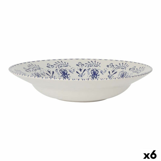 Pastalautaset 6 kpl Ø 29 cm, sinivalkoinen kukka-kuvio, arkeen & juhlaan