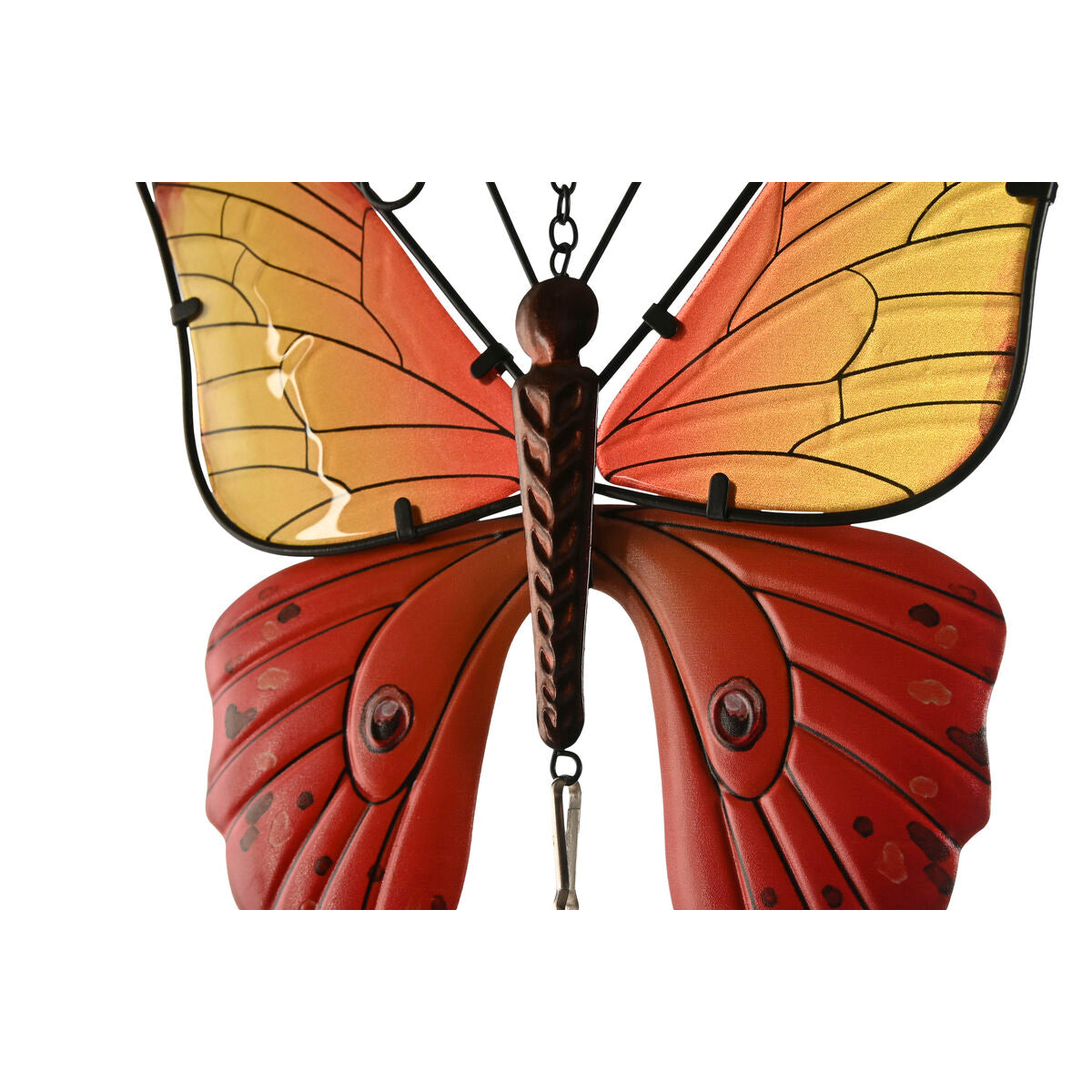 Perhonen seinäkoriste shabby chic, sininen & oranssi, 23x13x90 cm, 2 kpl