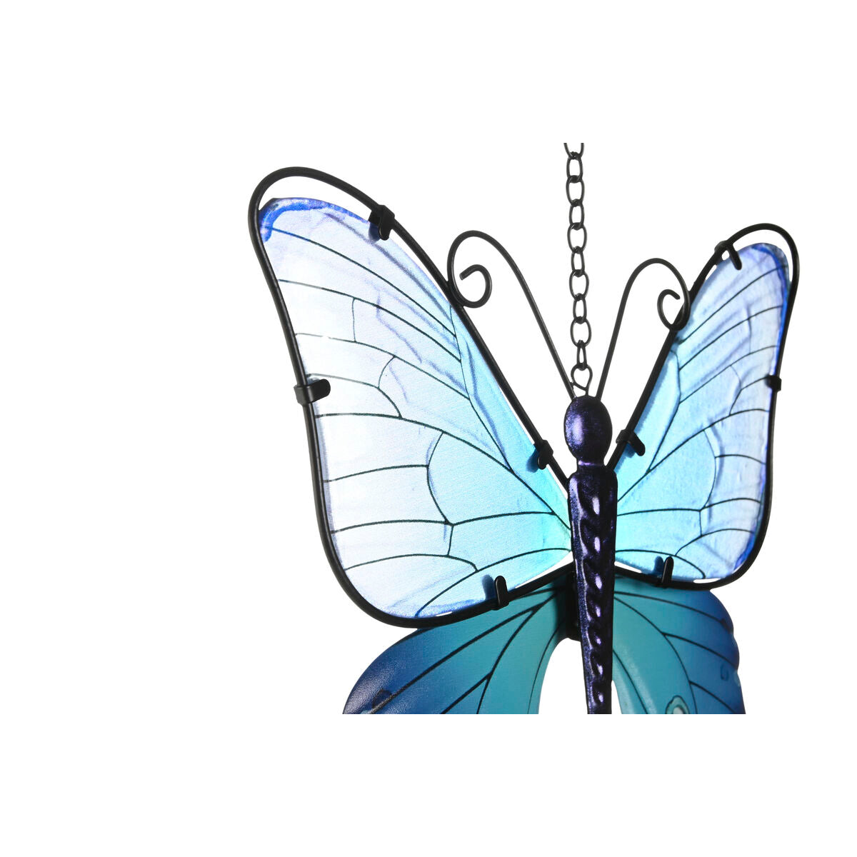 Perhonen seinäkoriste shabby chic, sininen & oranssi, 23x13x90 cm, 2 kpl