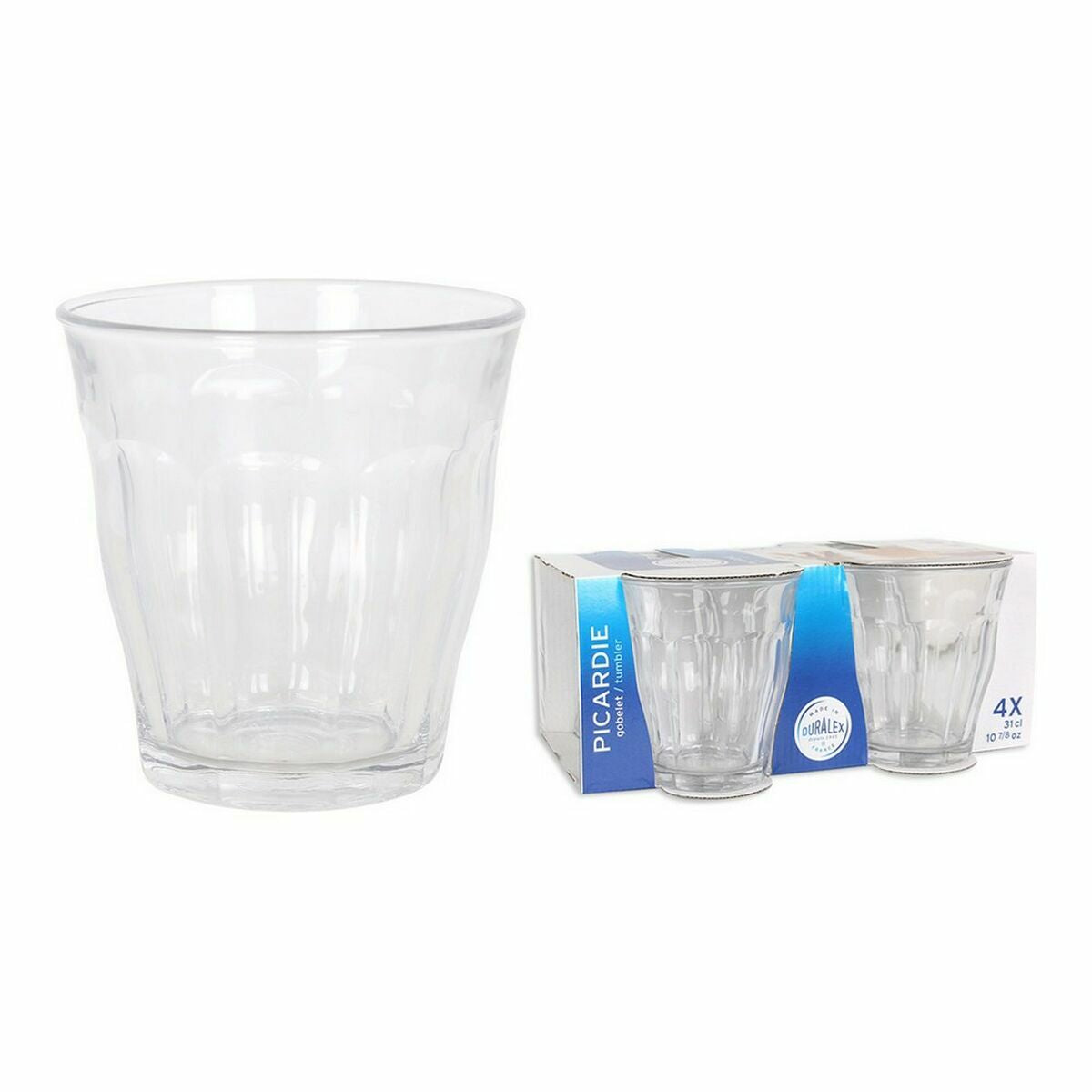 Picardie lasit 310 ml, 4 kpl setti läpinäkyvä, juomalasit keittiöön - Duralex