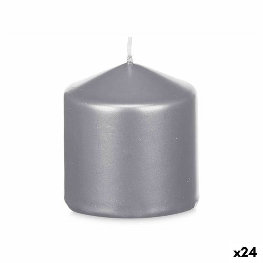 Pilarikynttilä 7 x 7,5 cm hopea, 24 kpl - 27 h paloaika metallinhohtoinen