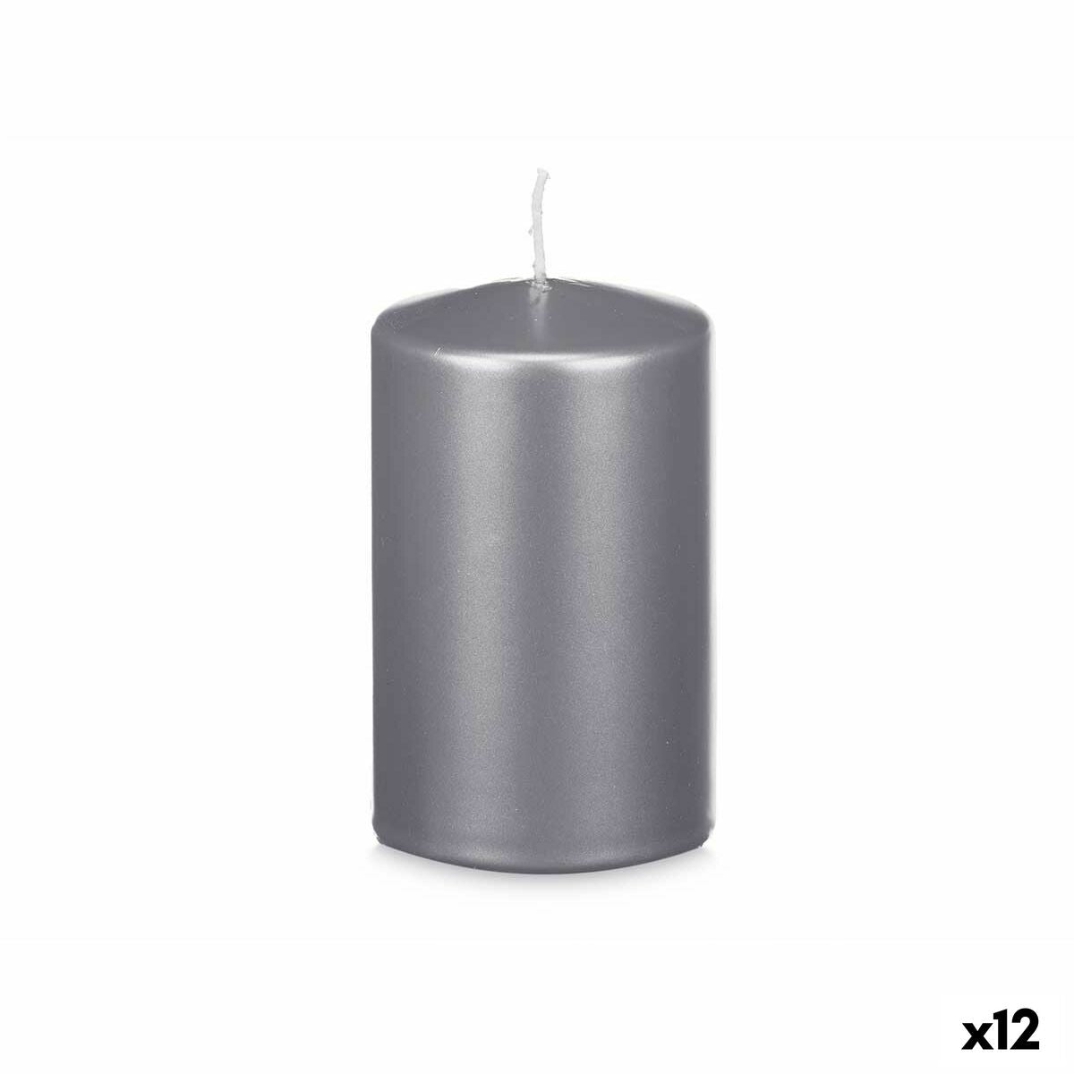 Kynttilä hopea 9 x 15 cm, pilarikynttilä 60 h polttoaika, 12 kpl, sisustukseen