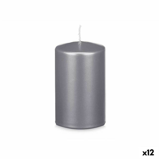 Kynttilä hopea 9 x 15 cm, pilarikynttilä 60 h polttoaika, 12 kpl, sisustukseen