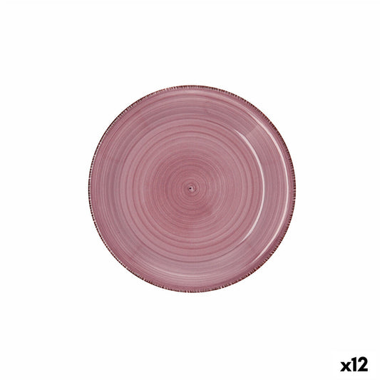 Jälkiruokalautanen 19 cm pinkki, keramiikka, pinottava & käsinmaalattu 12 kpl