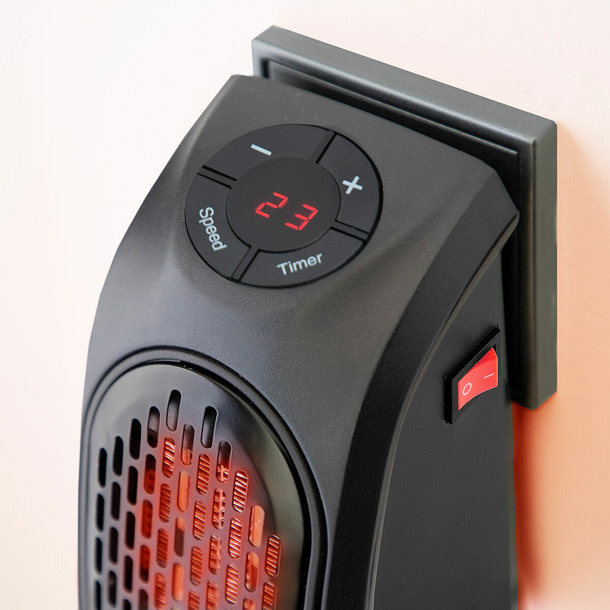 Pistokkeellinen lämmitin 400 W mini, LED-näyttö & ajastin, pieniin tiloihin