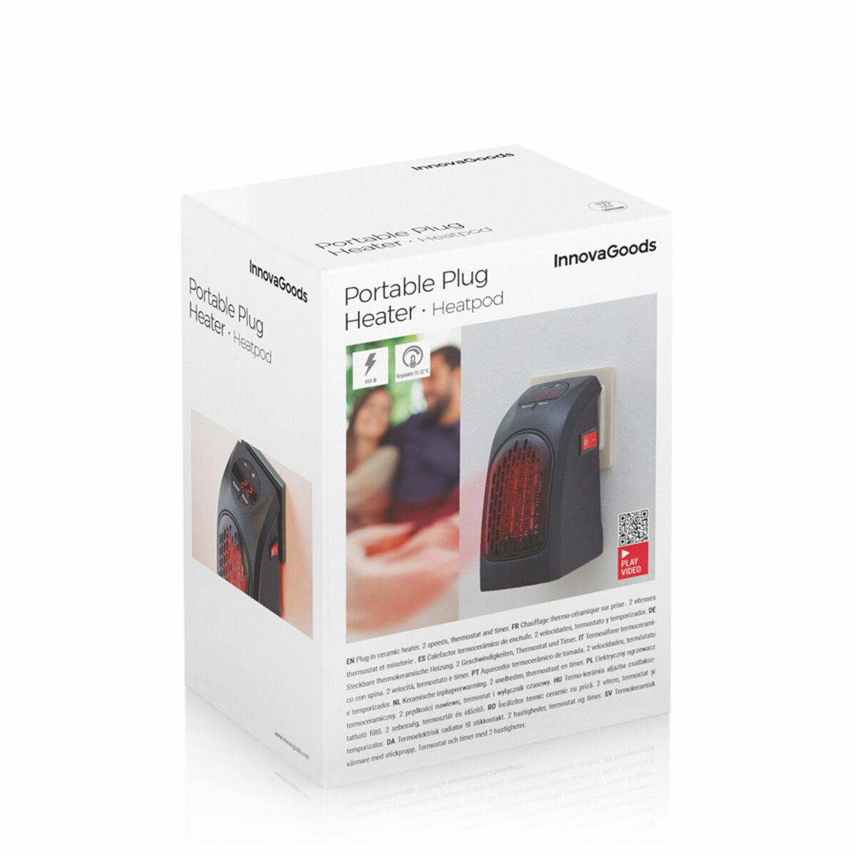 Pistokkeellinen lämmitin 400 W mini, LED-näyttö & ajastin, pieniin tiloihin