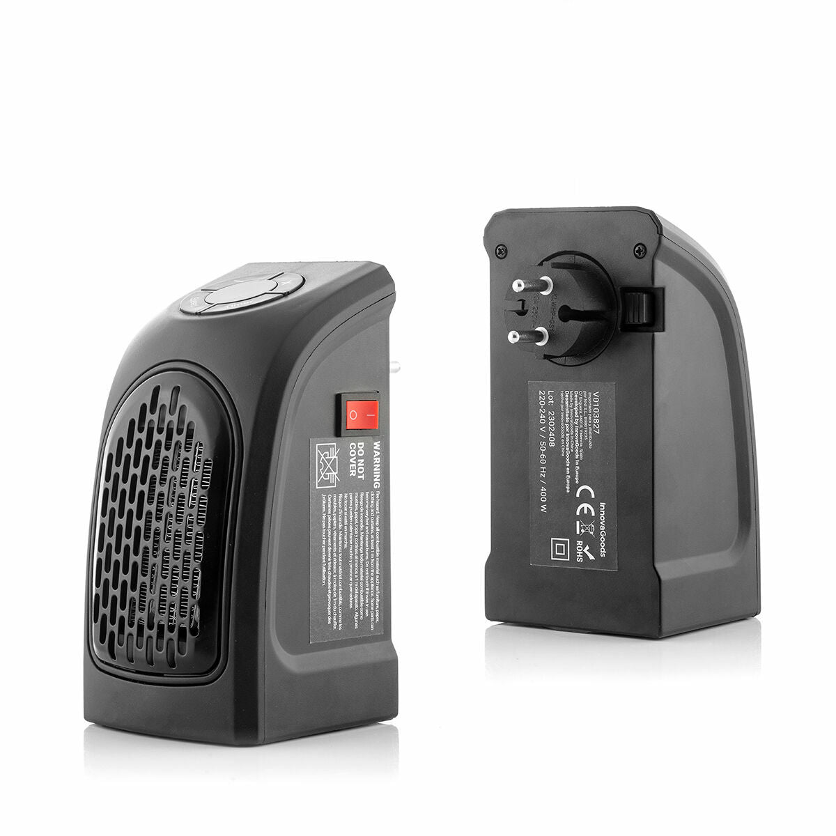 Pistokkeellinen lämmitin 400 W mini, LED-näyttö & ajastin, pieniin tiloihin