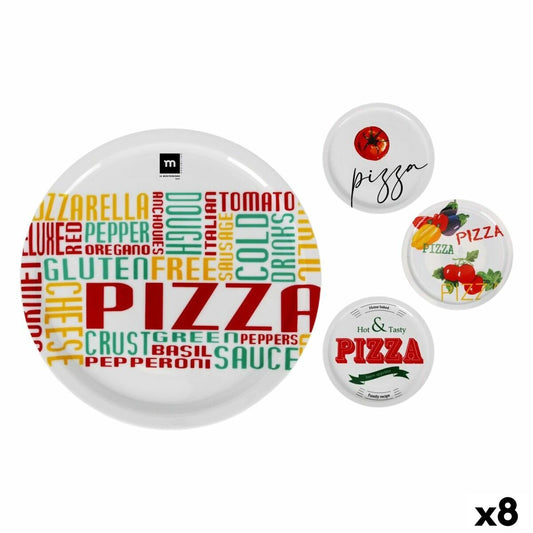 Pizza-lautanen 30,5 cm, 8 kpl, litteä, satunnaiset pizzakuviot ruokailuun