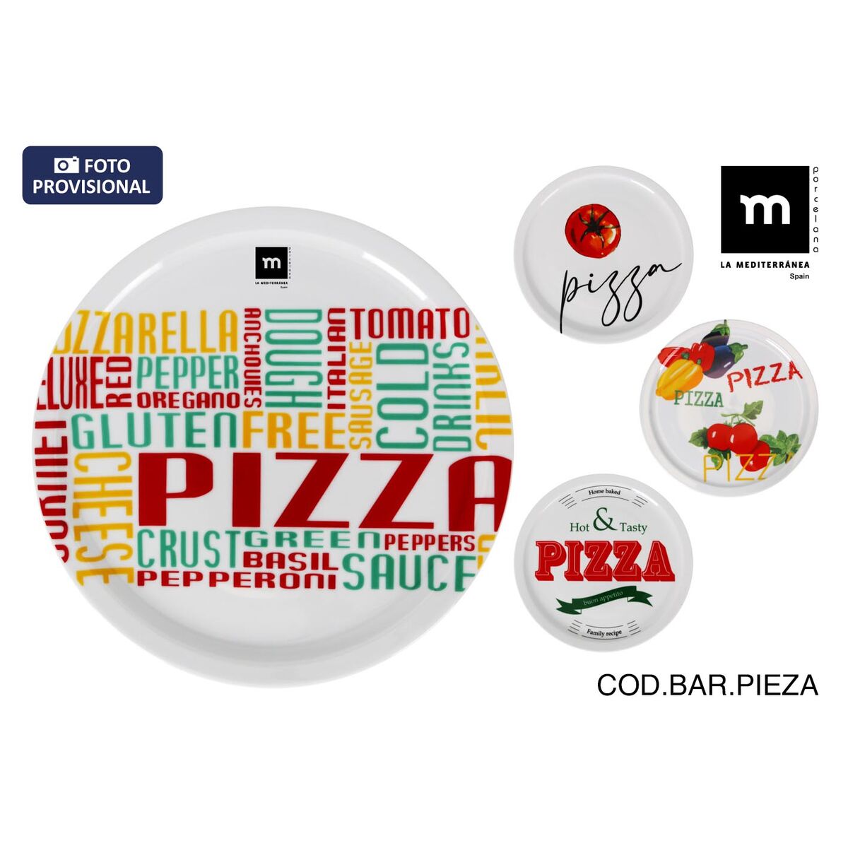 Pizza-lautanen 30,5 cm, 8 kpl, litteä, satunnaiset pizzakuviot ruokailuun