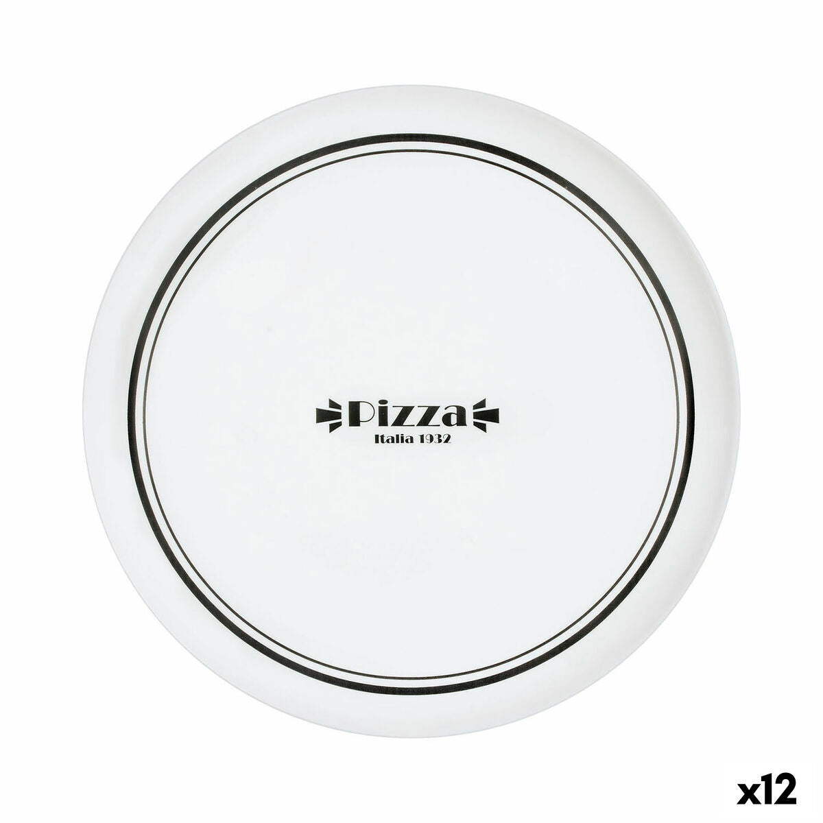 Pizzalautanen 32 cm, lasi 12 kpl - bistro-tyyli valkoinen & musta, ravintolaan