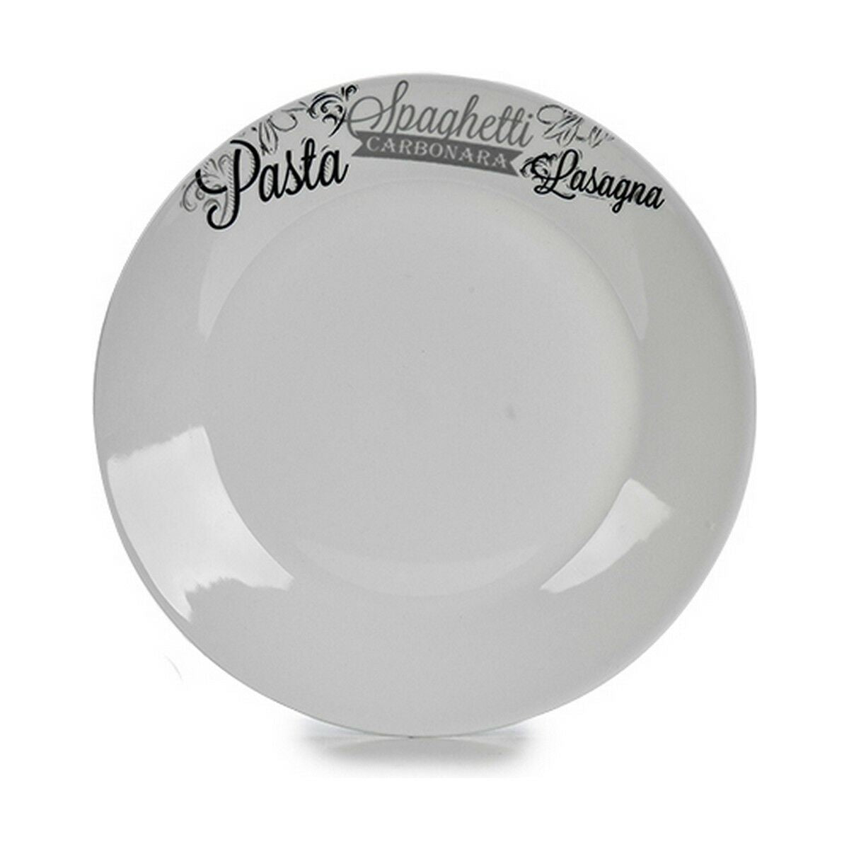 Posliinilautanen 24,4 cm, painettu musta-valkoinen - ruokalautanen, 10 kpl