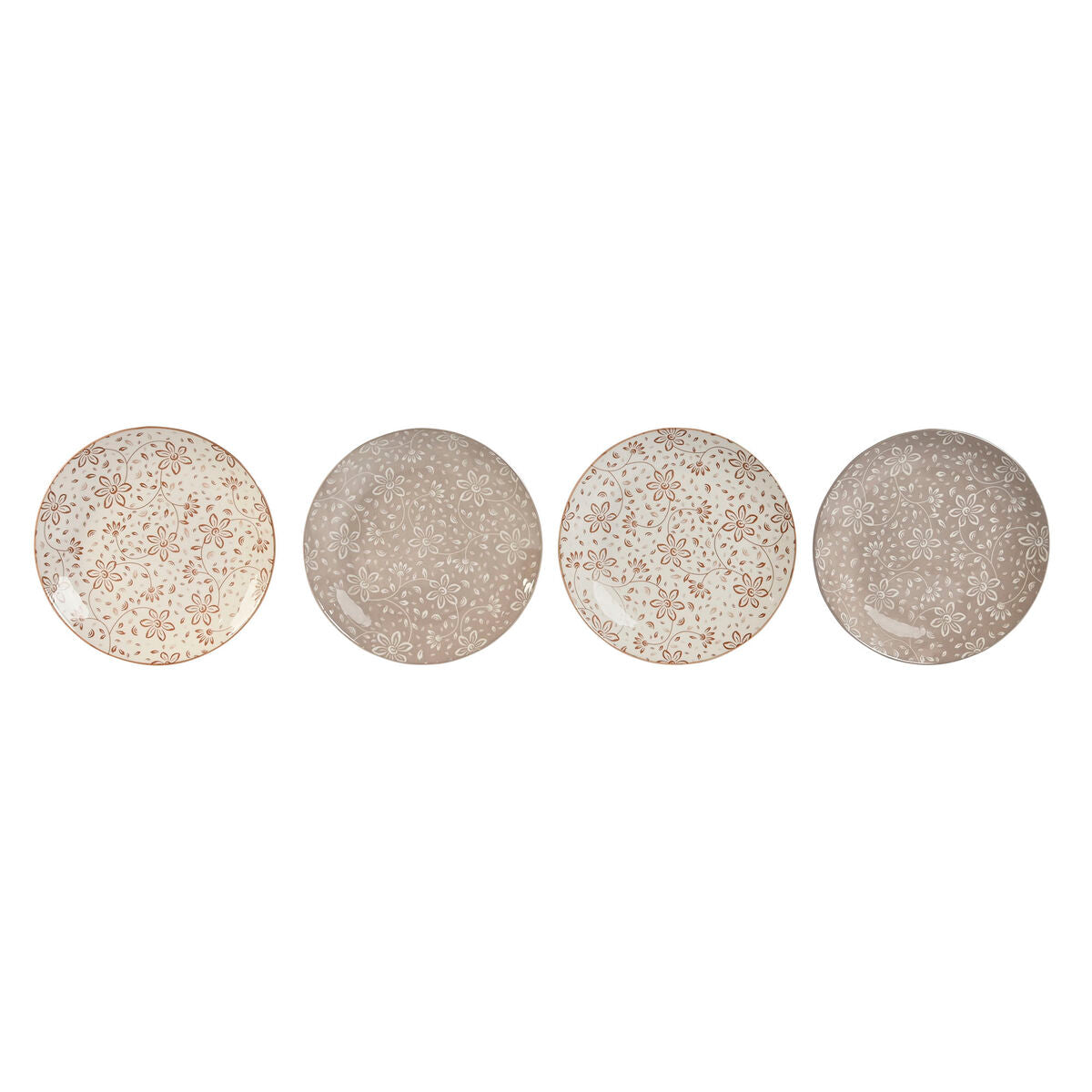 Lautassetti 19 cm posliini, ruskea & beige - koristeellinen astiasto kodin pöytään