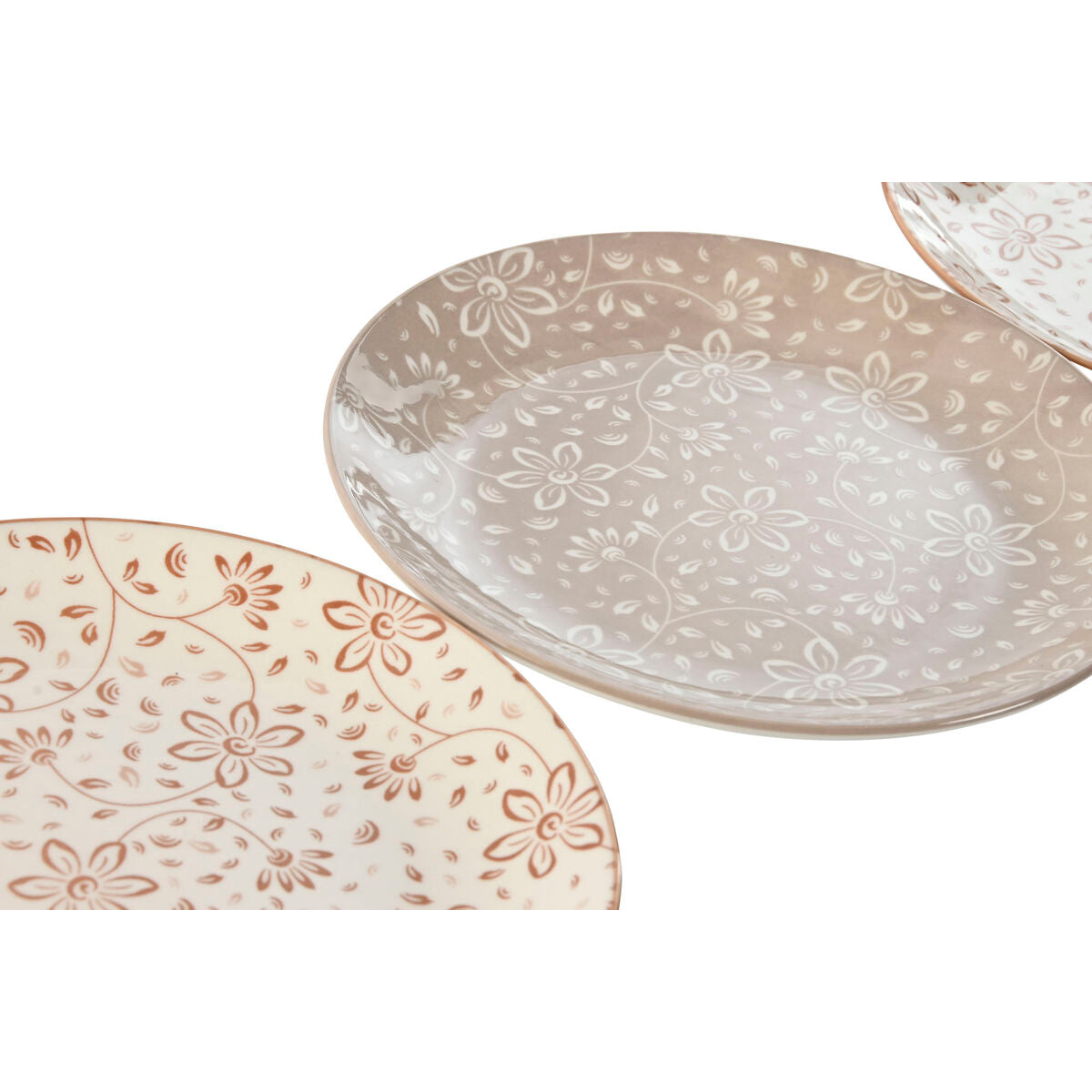 Lautassetti 19 cm posliini, ruskea & beige - koristeellinen astiasto kodin pöytään