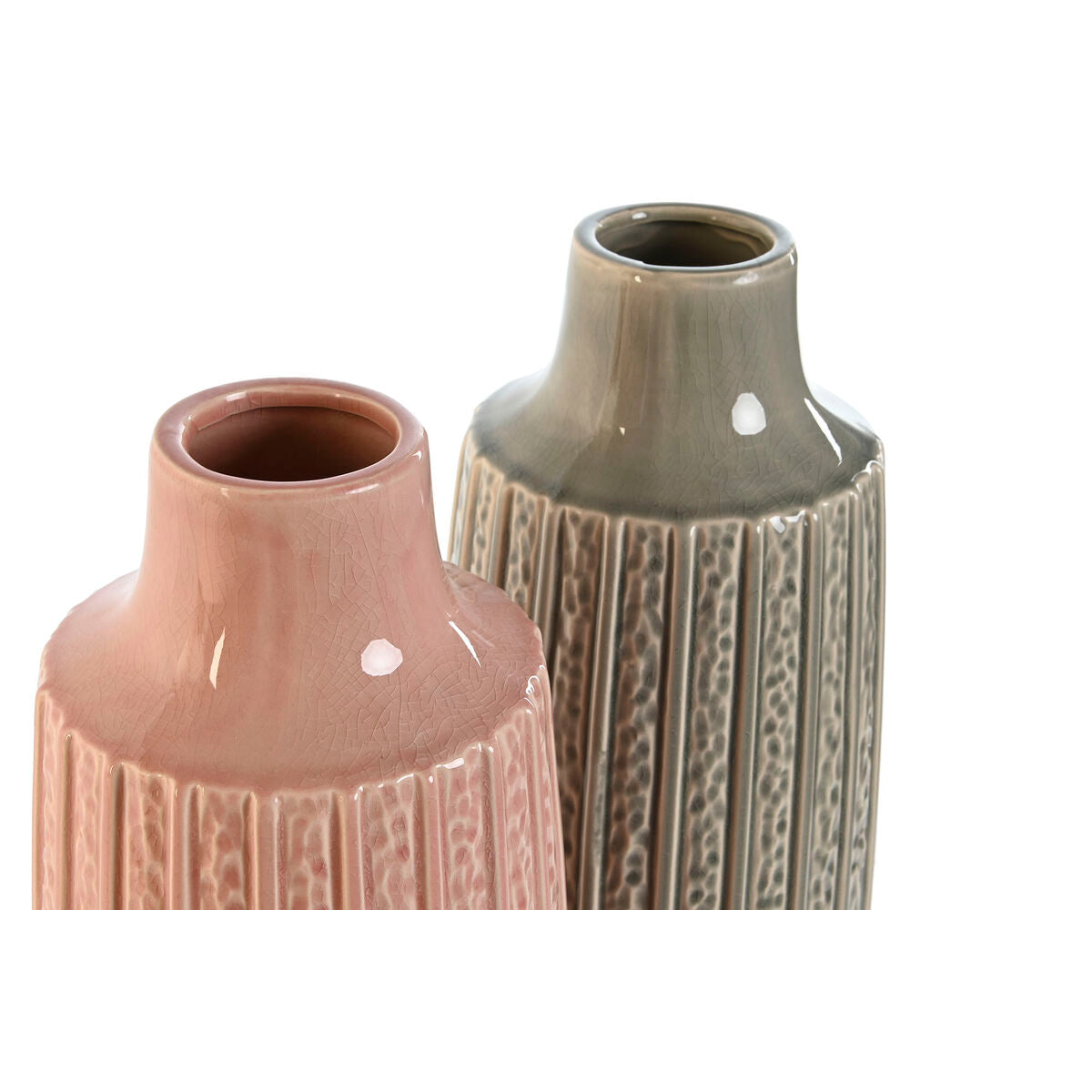 Posliinimaljakko 38 x 16 cm, 2 kpl – vaaleanpunainen & vaaleanharmaa, pystyraita