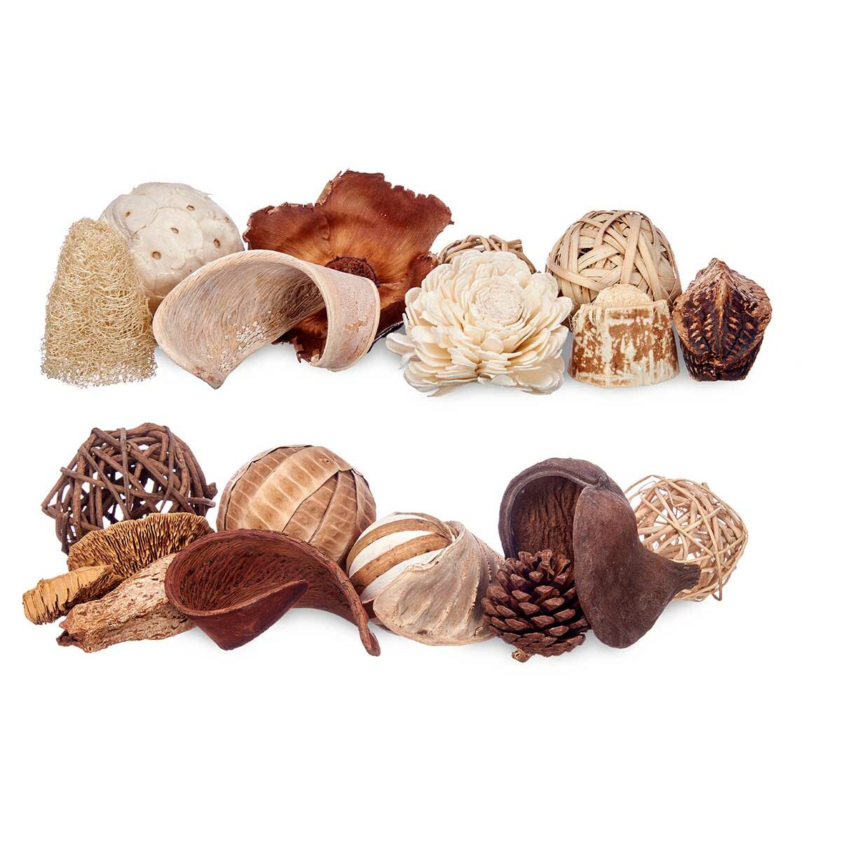 Potpourri koriste, valkoinen & ruskea 19 x 40 x 14 cm, 8 kpl lahjapakkaus