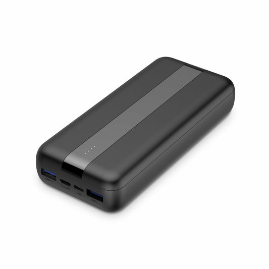 Powerbank 20000 mAh, nopea lataus, EU-pistoke & 3-porttinen, matkalle, musta