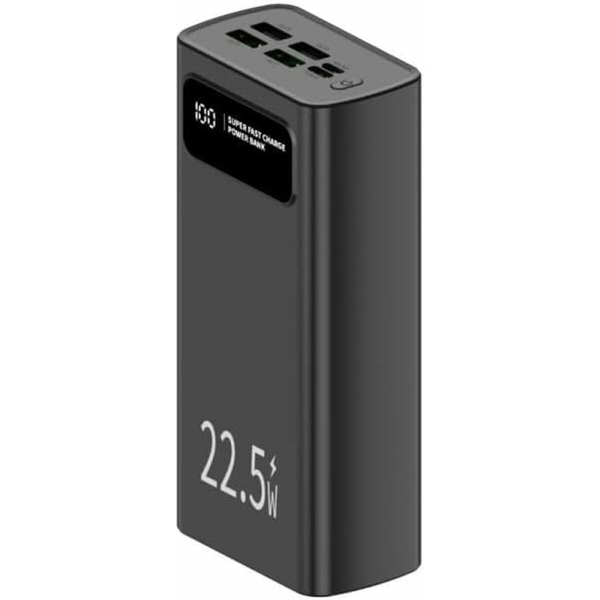 Powerbank 30000 mAh 22,5 W nopea USB-C lataus, LCD-näyttö musta älypuhelimille