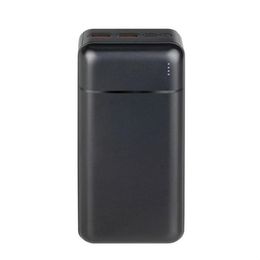 Powerbank 30000 mAh USB-C, EU-pistoke, musta - matkalle sopiva varavirtalähde