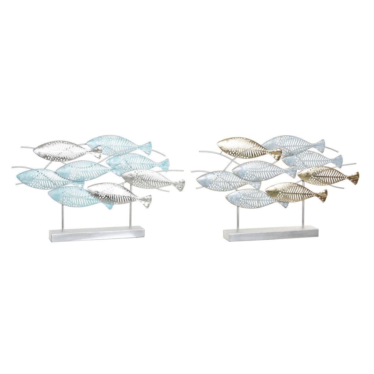 Pöytäkoriste kala 65,4×9×39,5 cm, sininen, hopea & kullattu, 2 kpl, välimeren