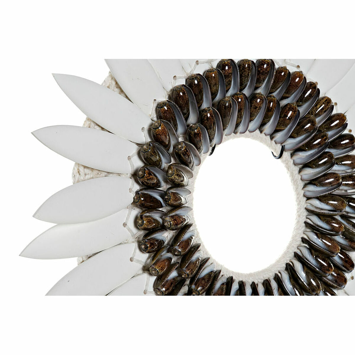 Pöytäkoriste rautaa ja simpukoita, Bali-tyyli, valkoinen & beige, 40×12×56 cm