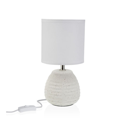 Pöytälamppu keraamisella jalalla, valkoinen kangasvarjostin 13×26×13 cm