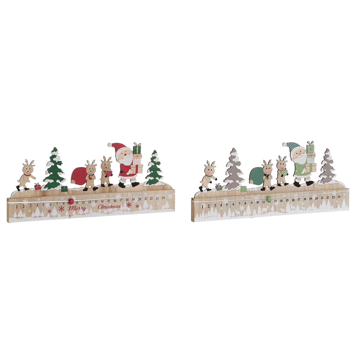 Puinen adventtikalenteri MDF 45 x 1 x 19 & 45 x 2 x 19 cm, 2 osaa, joulukalenteri