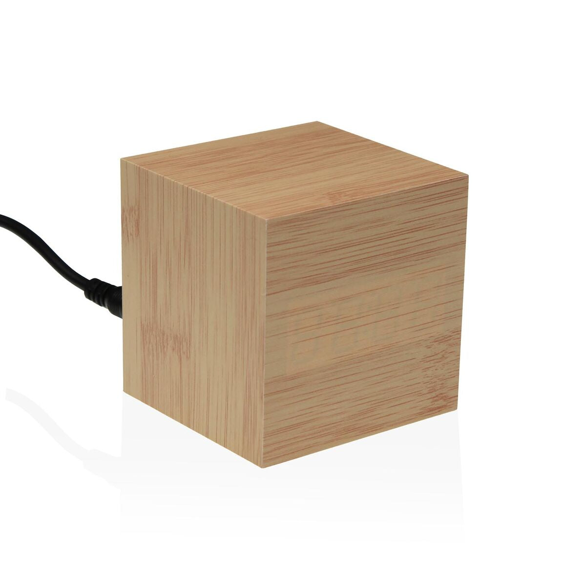 Puinen herätyskello MDF kuutio, minimalistinen LED-pöytäkello 6,4 x 6,3 x 6,4 cm