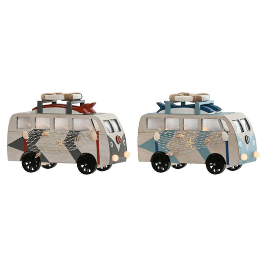 Puinen koristeauto led sininen & valkoinen 22 x 7 x 14 cm, 2 kpl, meriteema