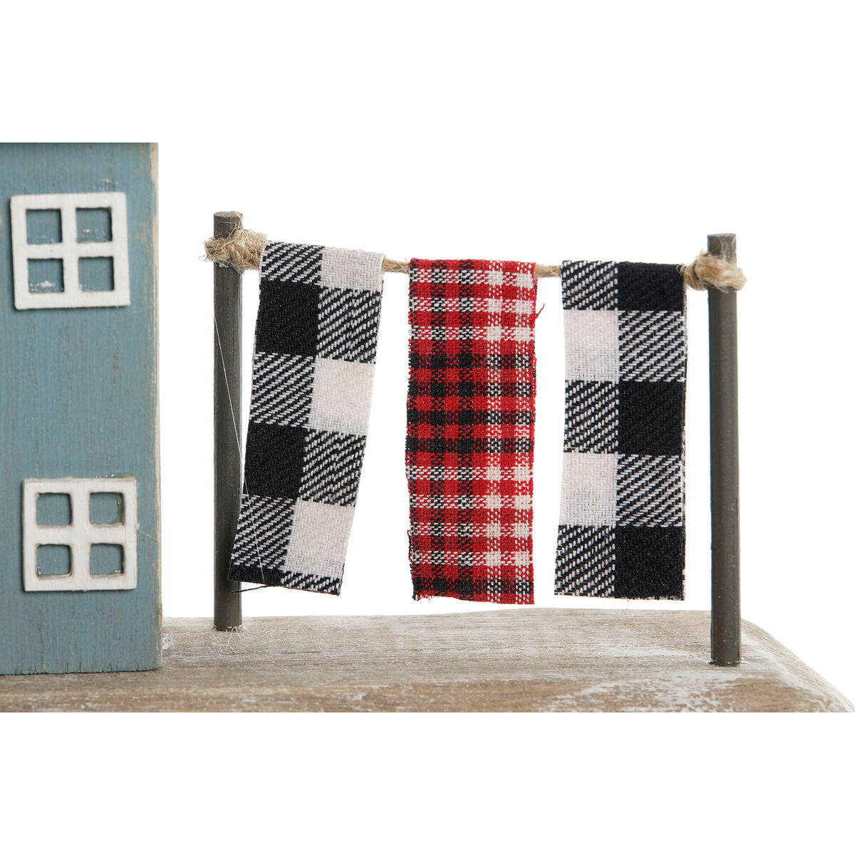 Puinen koristehahmo talot 25,5 x 9 x 13,5 cm, 2 kpl sininen & punainen sisustus