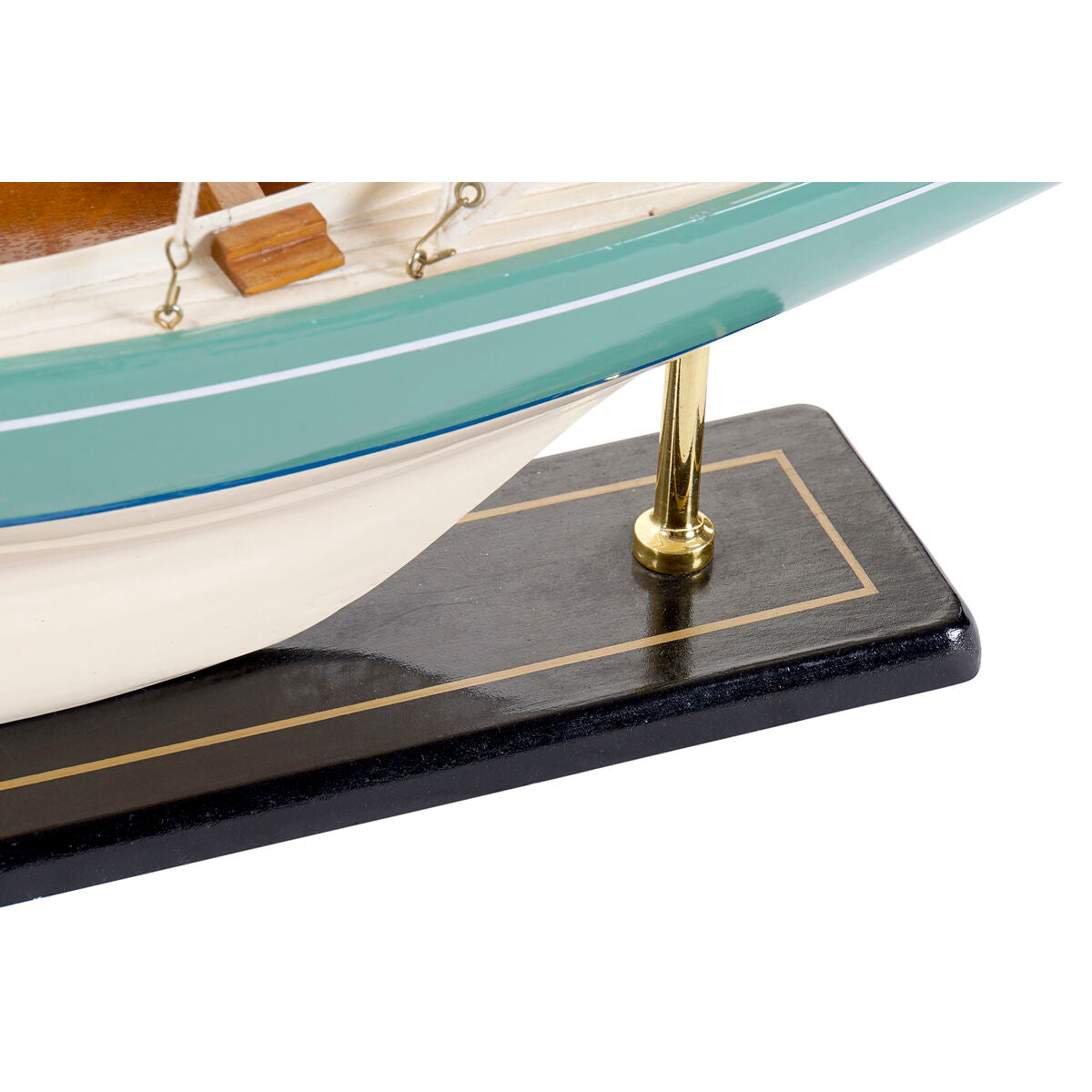 Puinen koristepurjelaiva 42 x 9 x 62 cm, valkoinen & vihreä, sisustukseen