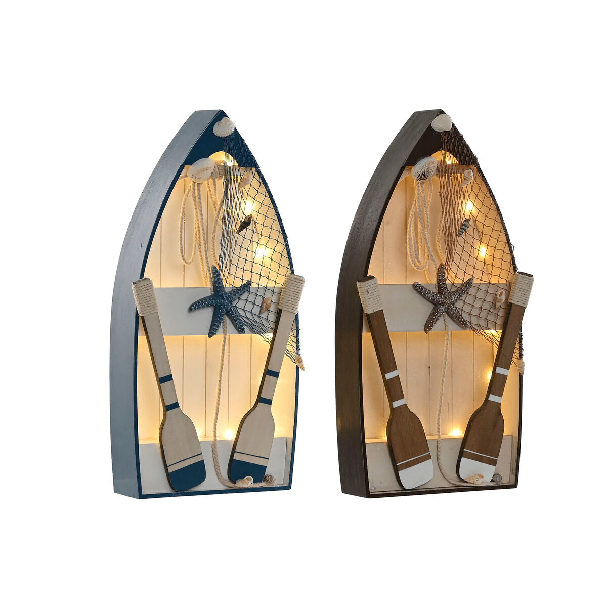 Koristevene LED 20 x 7 x 40 cm, puu, 2 kpl - merihenkinen seinäkoriste kotiin