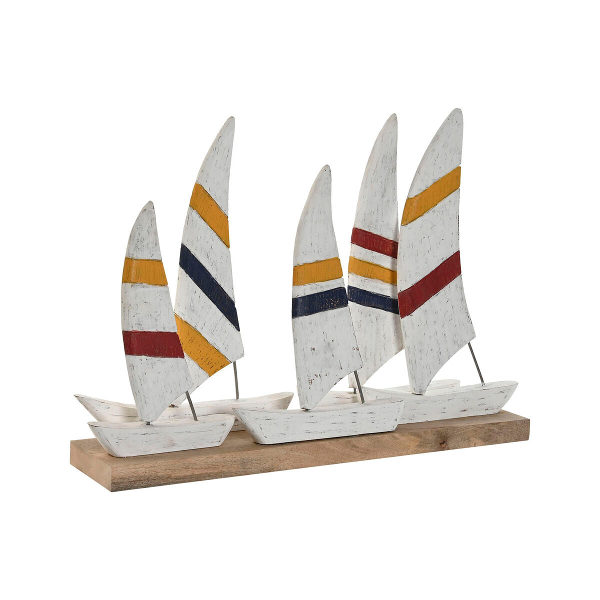 Puinen koristevene merihenkinen, valkoinen & laivastonsininen 67,5×13,5×46 cm
