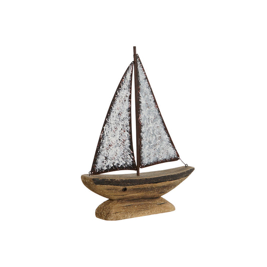 Puinen kynttilänpidike vene, rustiikkinen valkoinen & luonnonväri 26 x 6 x 34 cm