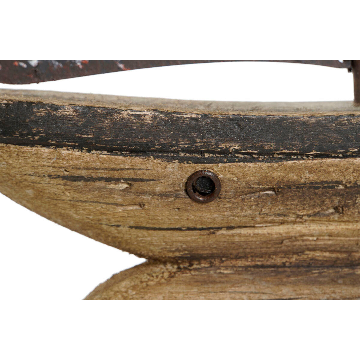 Puinen kynttilänpidike vene, rustiikkinen valkoinen & luonnonväri 26 x 6 x 34 cm