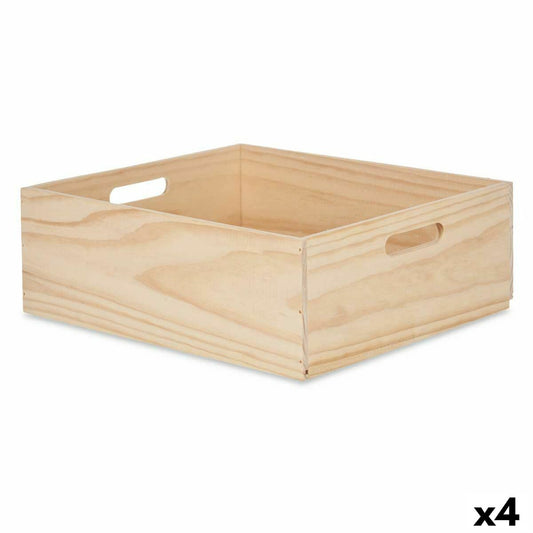 Puinen säilytyslaatikko luonnonmänty 35×14×40 cm, kahvat, koriste- & säilytyskäyttö, 4 kpl