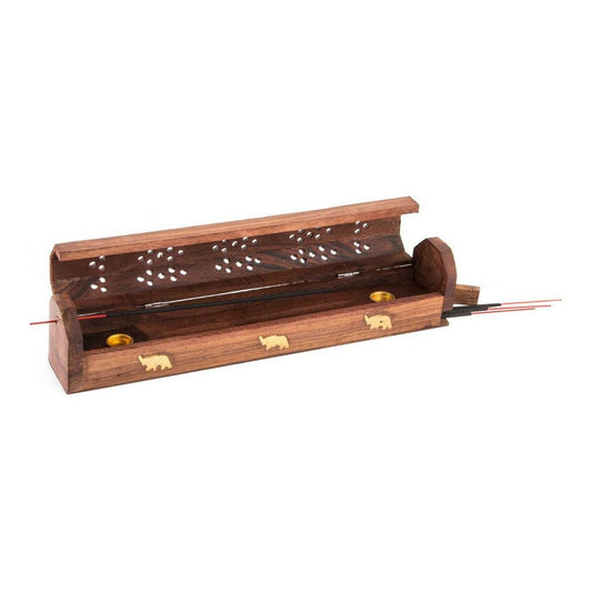 Suitsuketeline puinen mandala, bambu 26 x 8 x 8 cm - kannellinen säilytyslaatikko