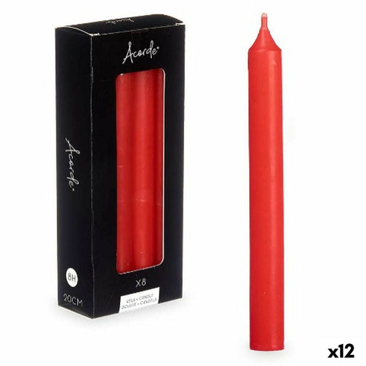 Kynttilät 20 cm punainen, 12 kpl - parafiini/vaha pöytäkynttilät