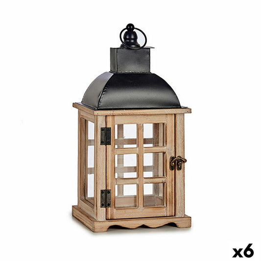 Puulyhty metallitopilla ja lasi-ikkunalla, ruskea/musta 14×40×20 cm, 6 kpl