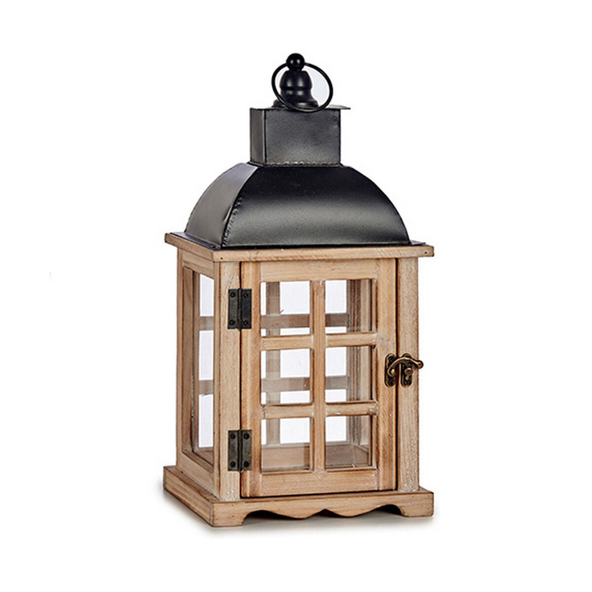 Puulyhty metallitopilla ja lasi-ikkunalla, ruskea/musta 14×40×20 cm, 6 kpl
