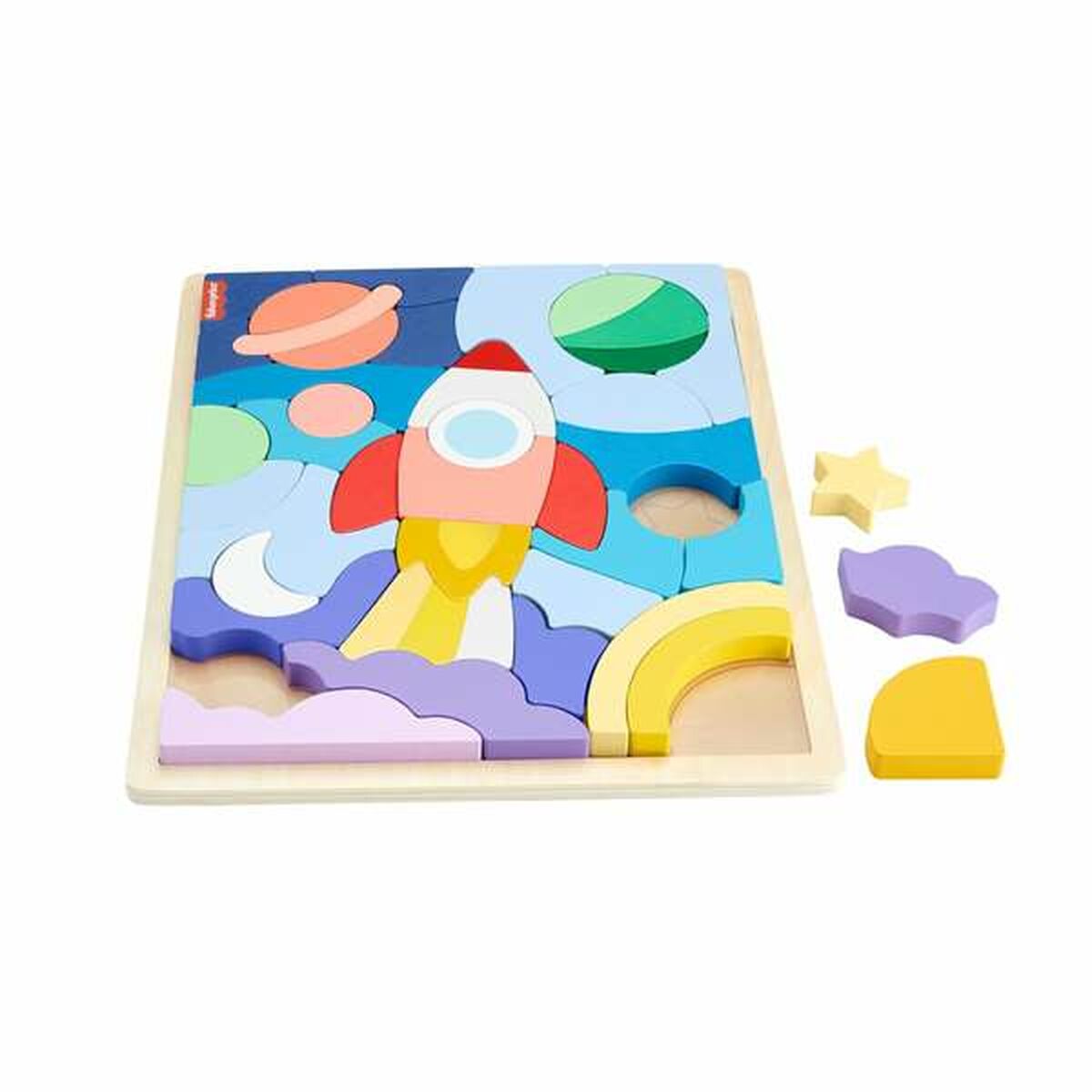 Puupalapeli 42 osaa avaruus, 3+ lapsille, värikäs lasten palapeli Fisher-Price