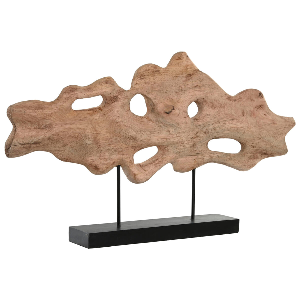 Koristehahmo puuveistos, mango-puu & rautajalusta, vaalea, moderni 74x9x42 cm