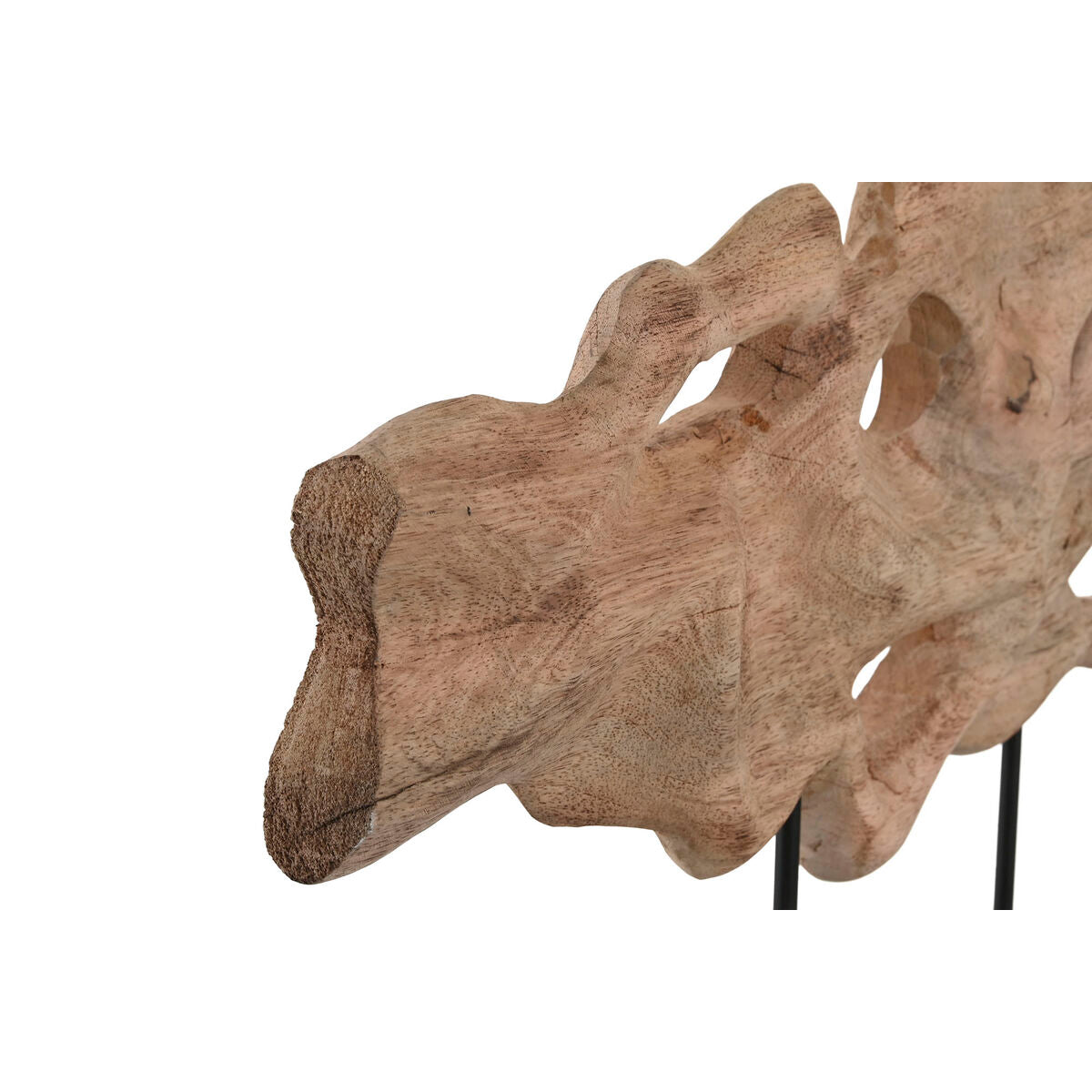 Koristehahmo puuveistos, mango-puu & rautajalusta, vaalea, moderni 74x9x42 cm