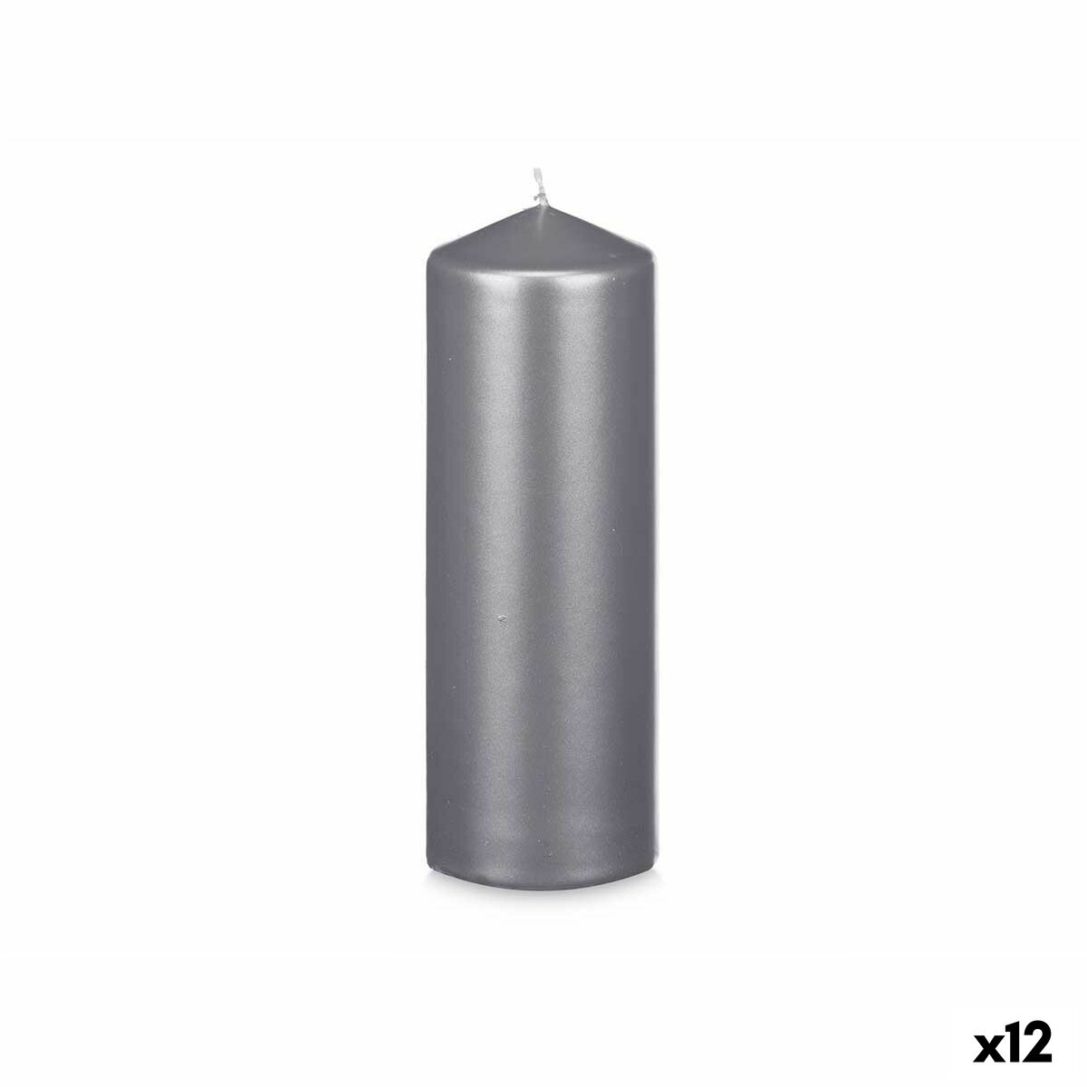 Pylväskynttilä 20 x 7 cm hopea, 80 h polttoaika, 12 kpl – kodinsisustukseen