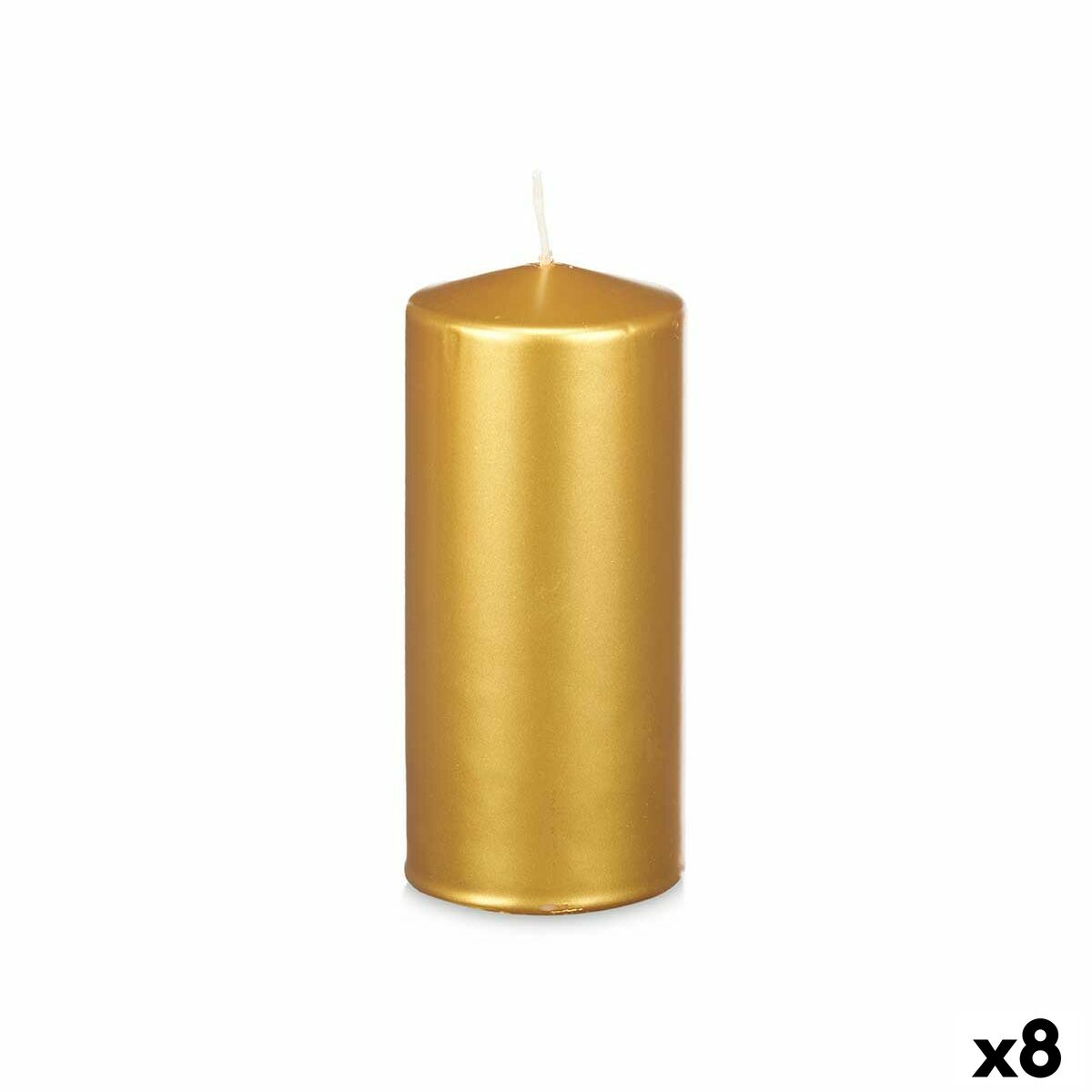 Pylväskynttilä 9 x 20 cm kullattu, metallinhohde, 80 h paloaika, 8 kpl